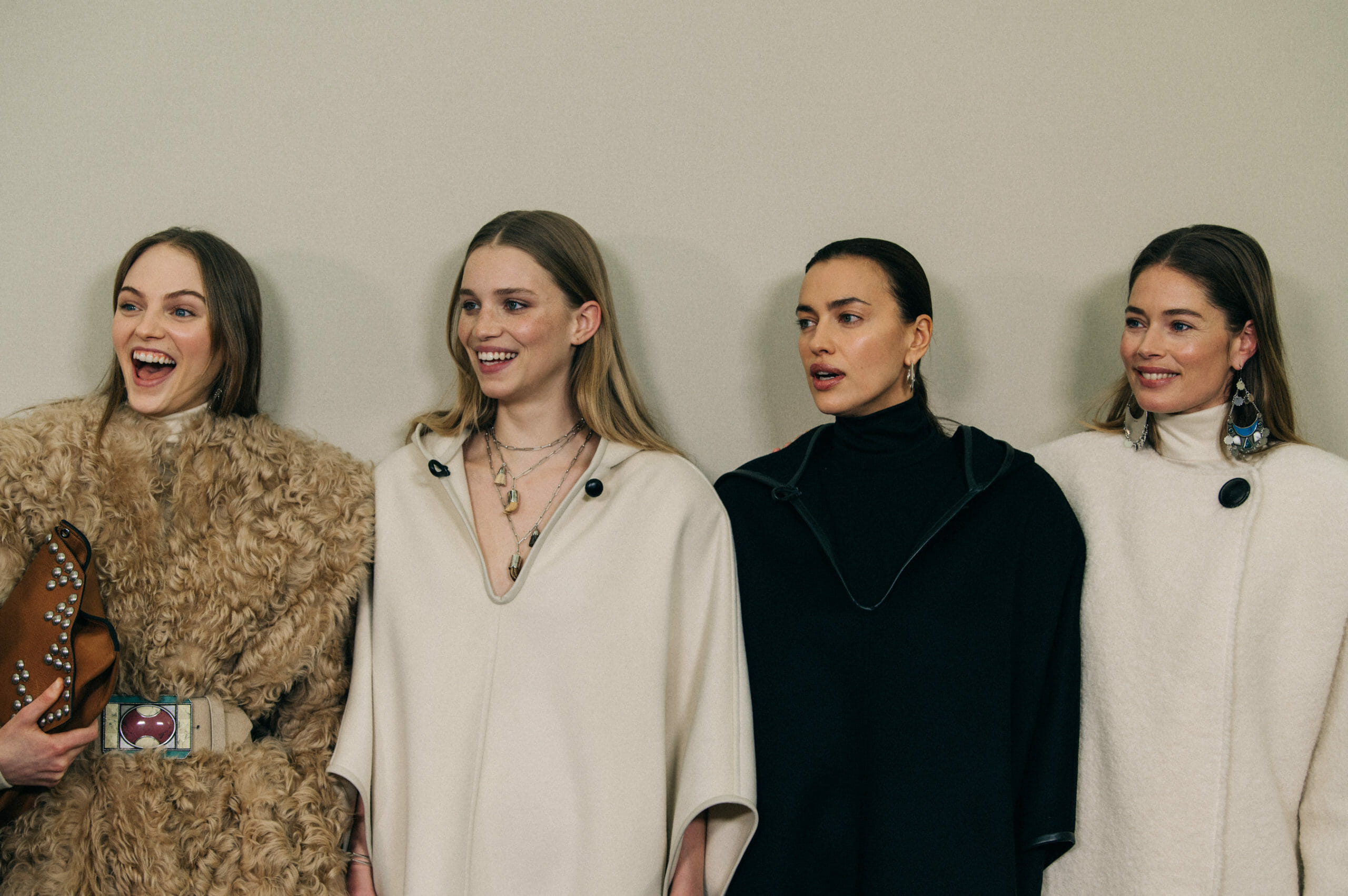 Models wearing fur at Isabel Marant