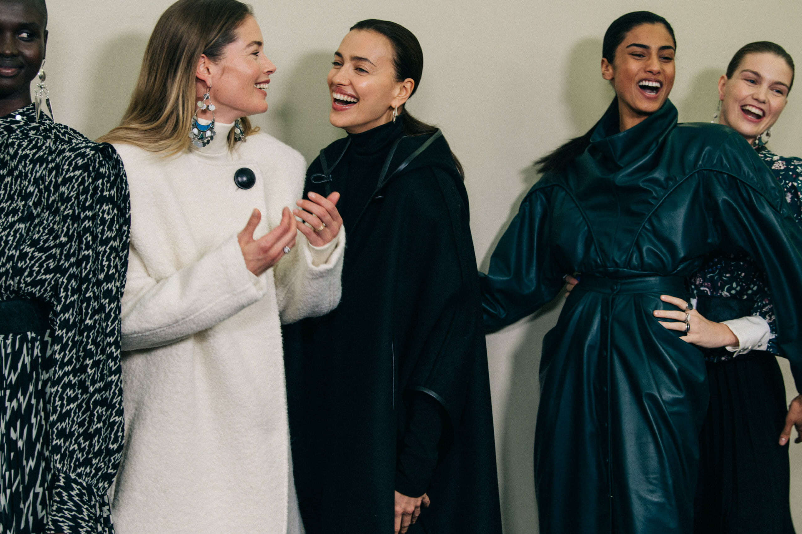 Models wearing leather at Isabel Marant