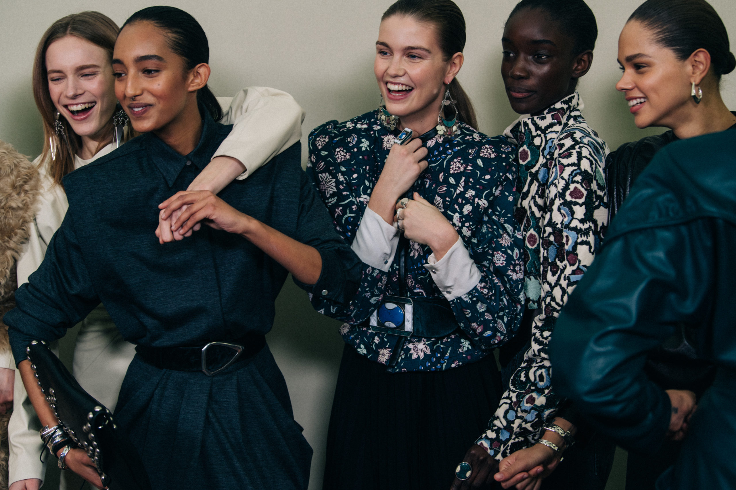 Models wearing leather at Isabel Marant