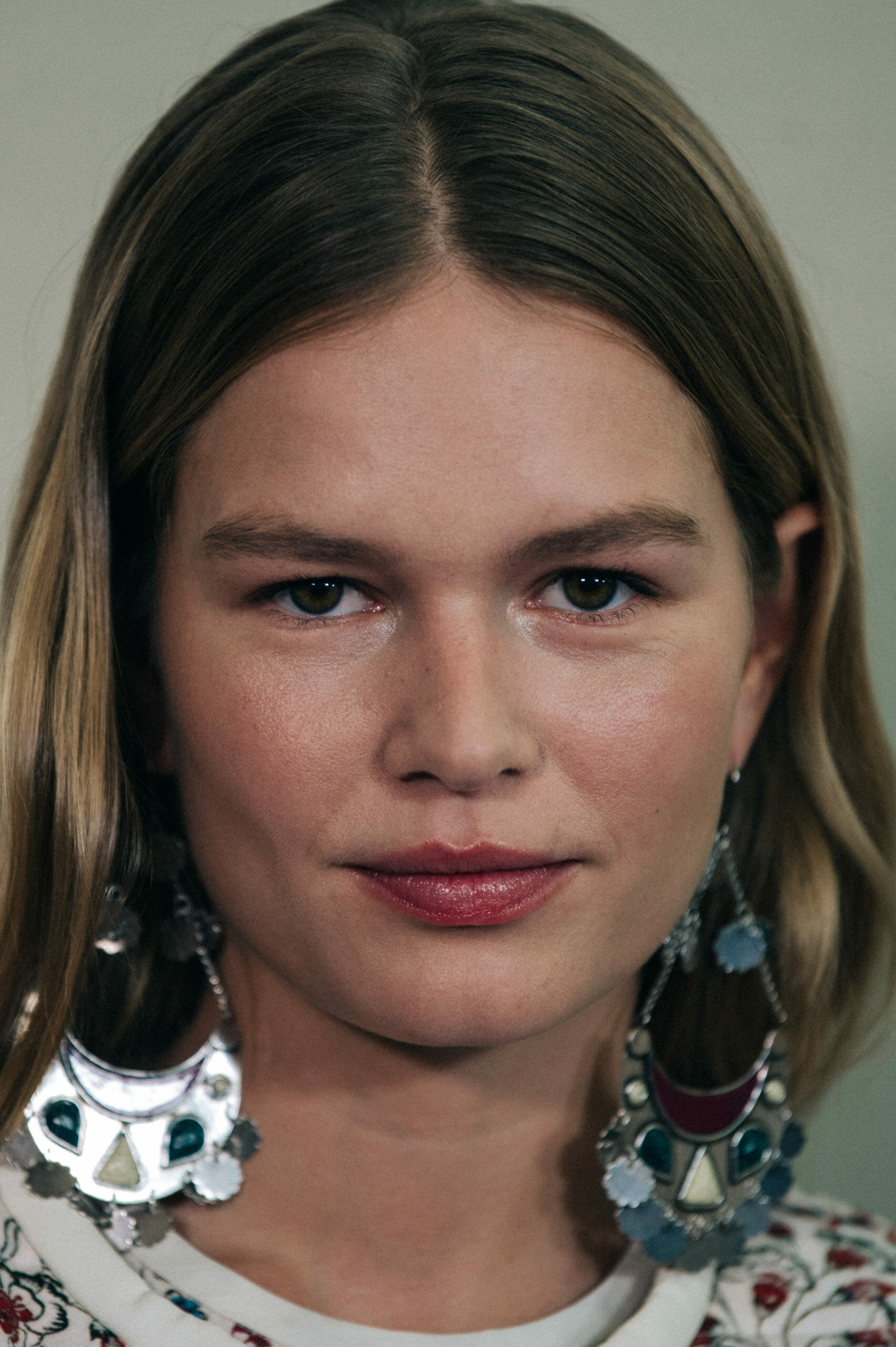 Models wearing large earrings at Isabel Marant