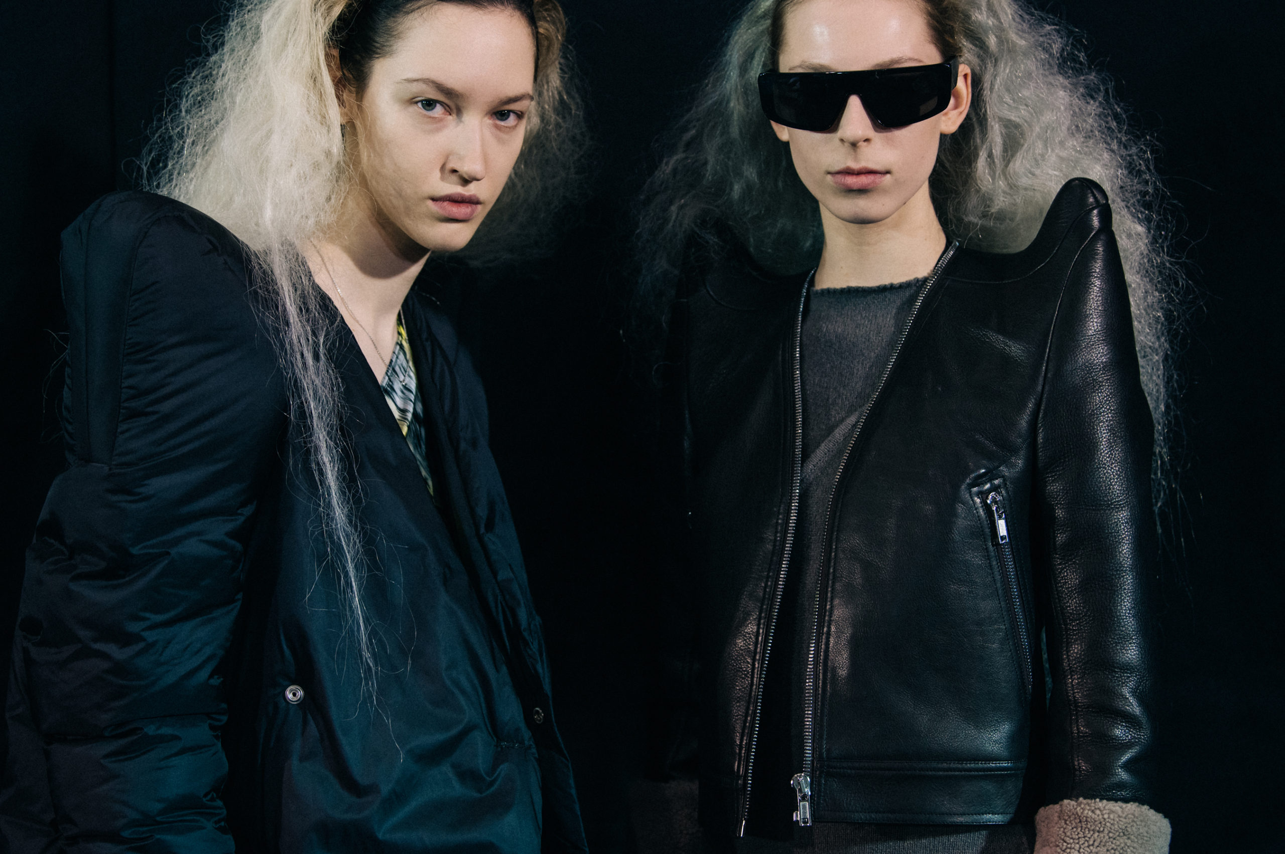 Model wearing black at Rick Owens