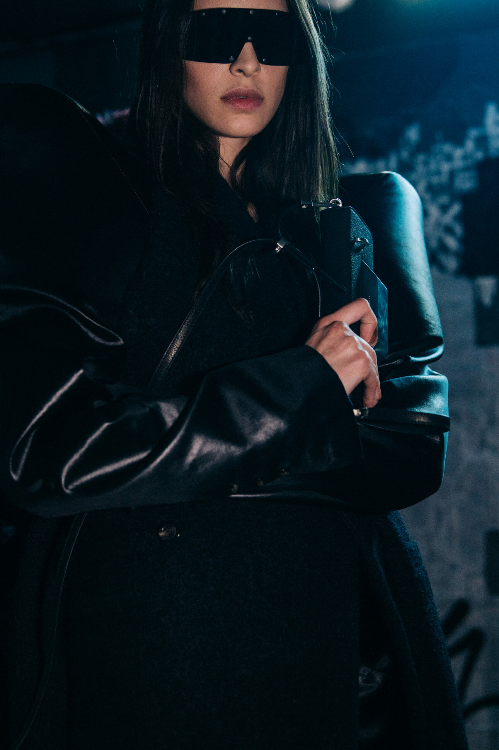 Model wearing black at Rick Owens