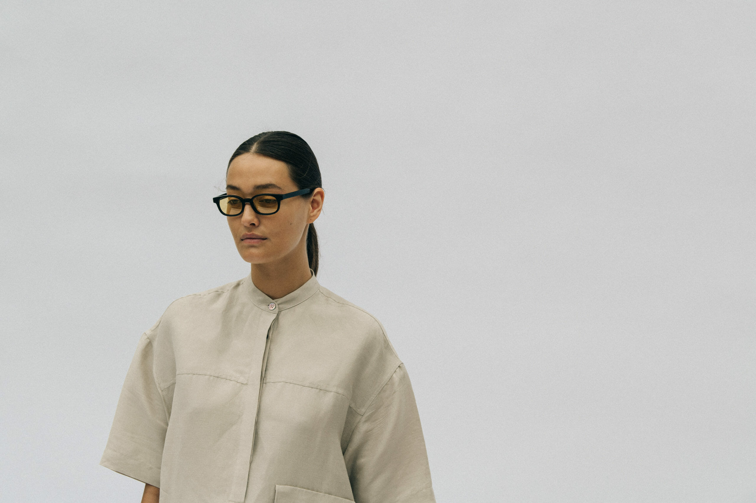Model wearing light Soulland outfit