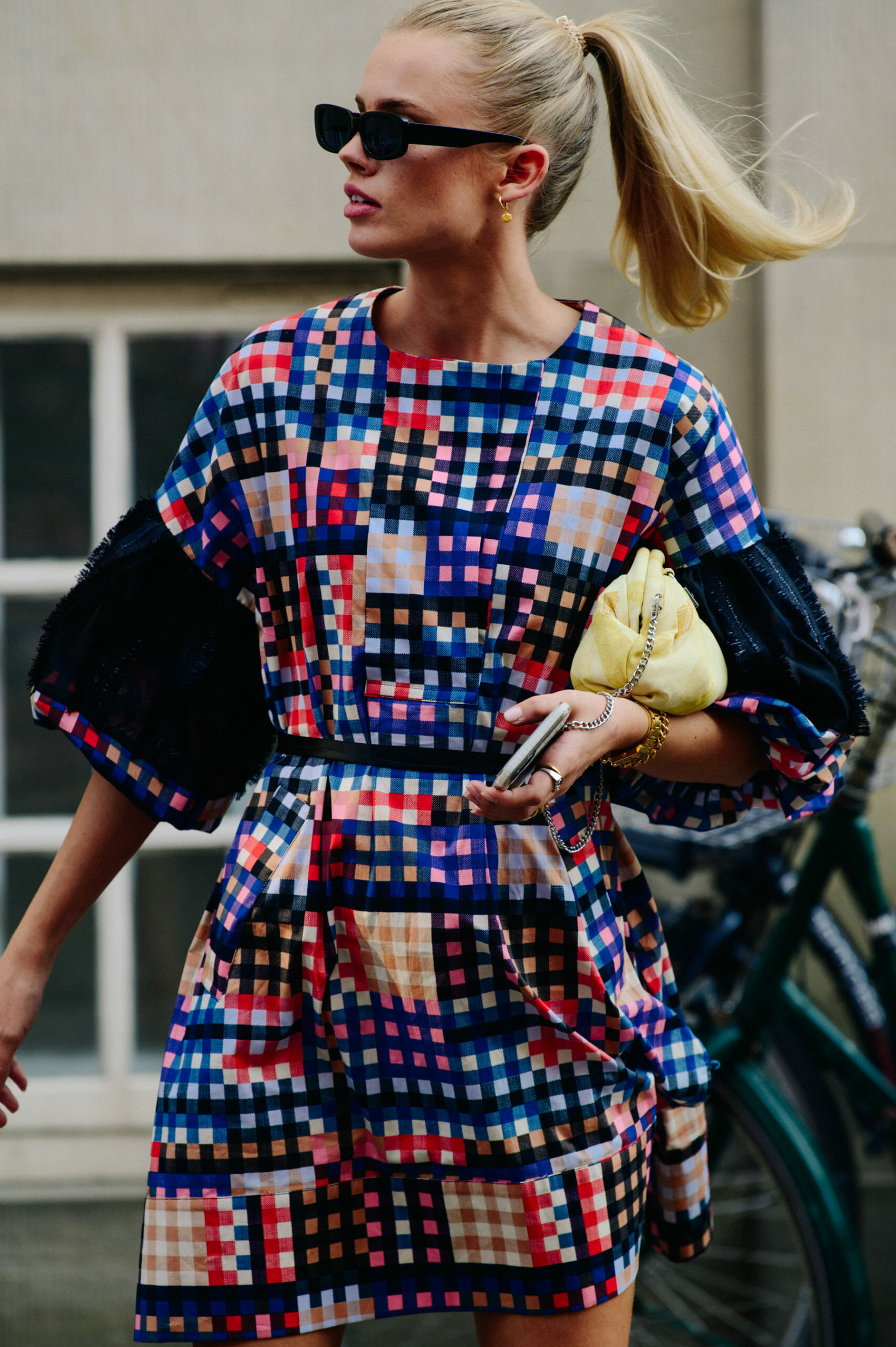 Woman wearing colourful dress