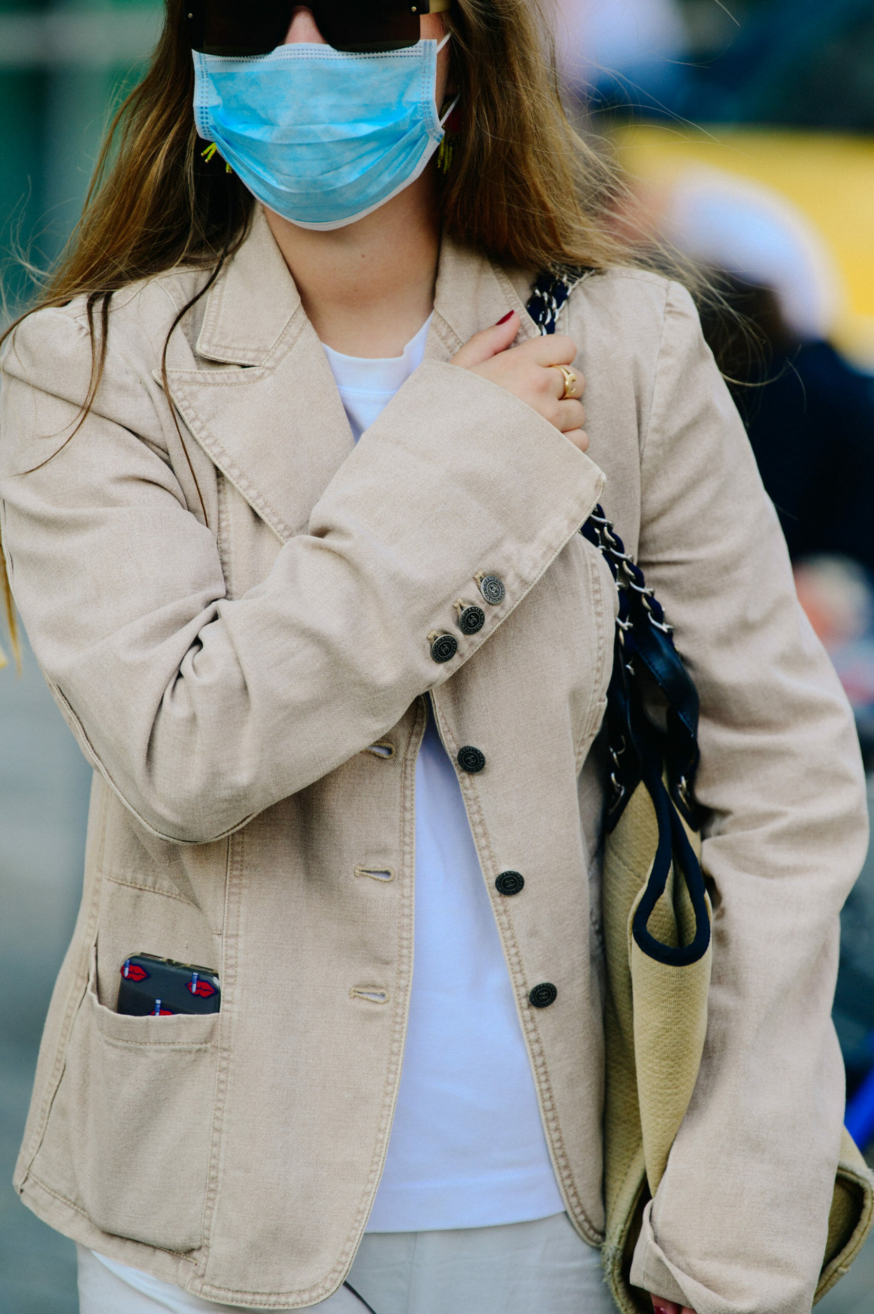 Woman wearing face mask
