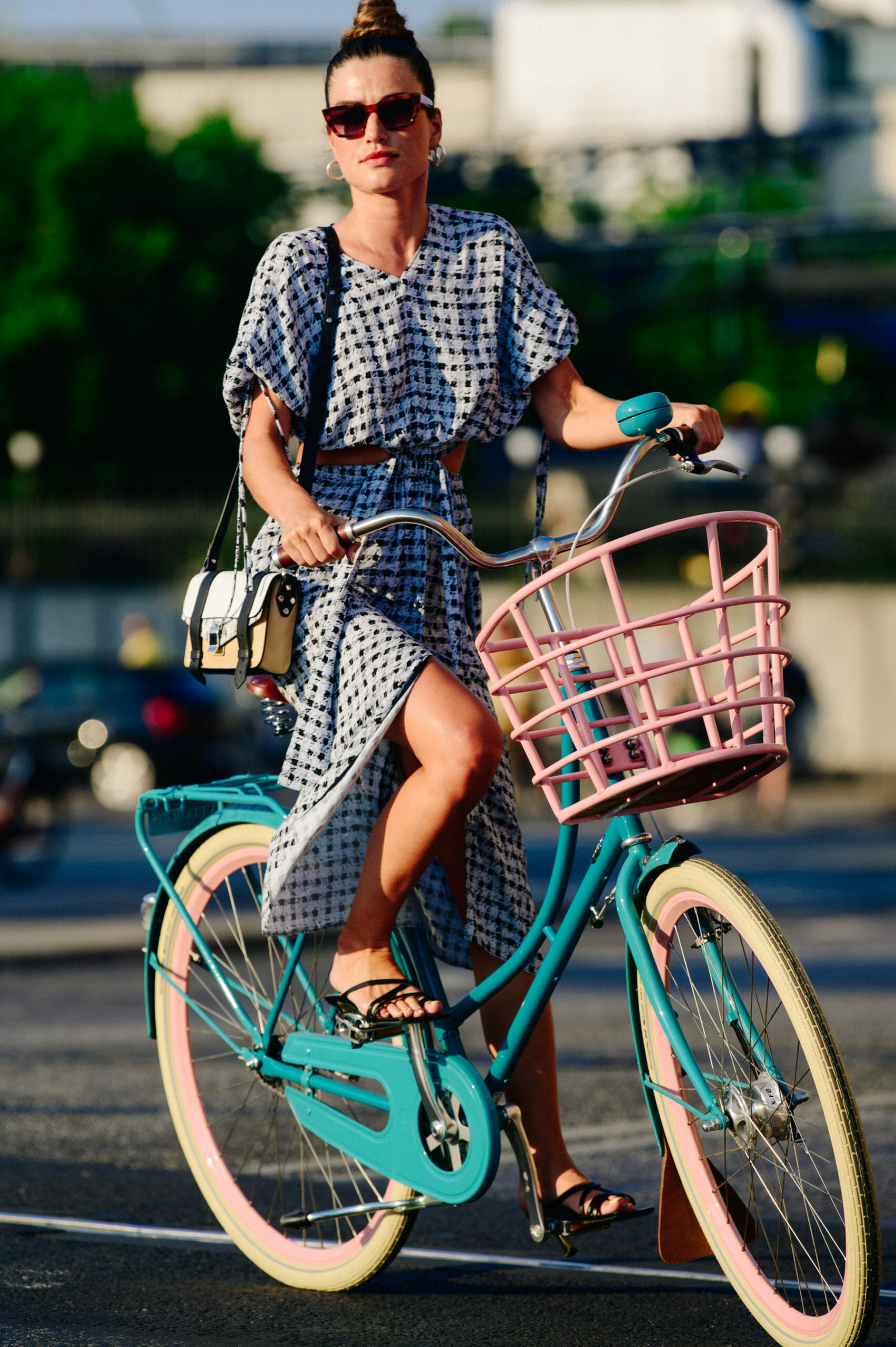 Kosovo woman riding Velorbis bike