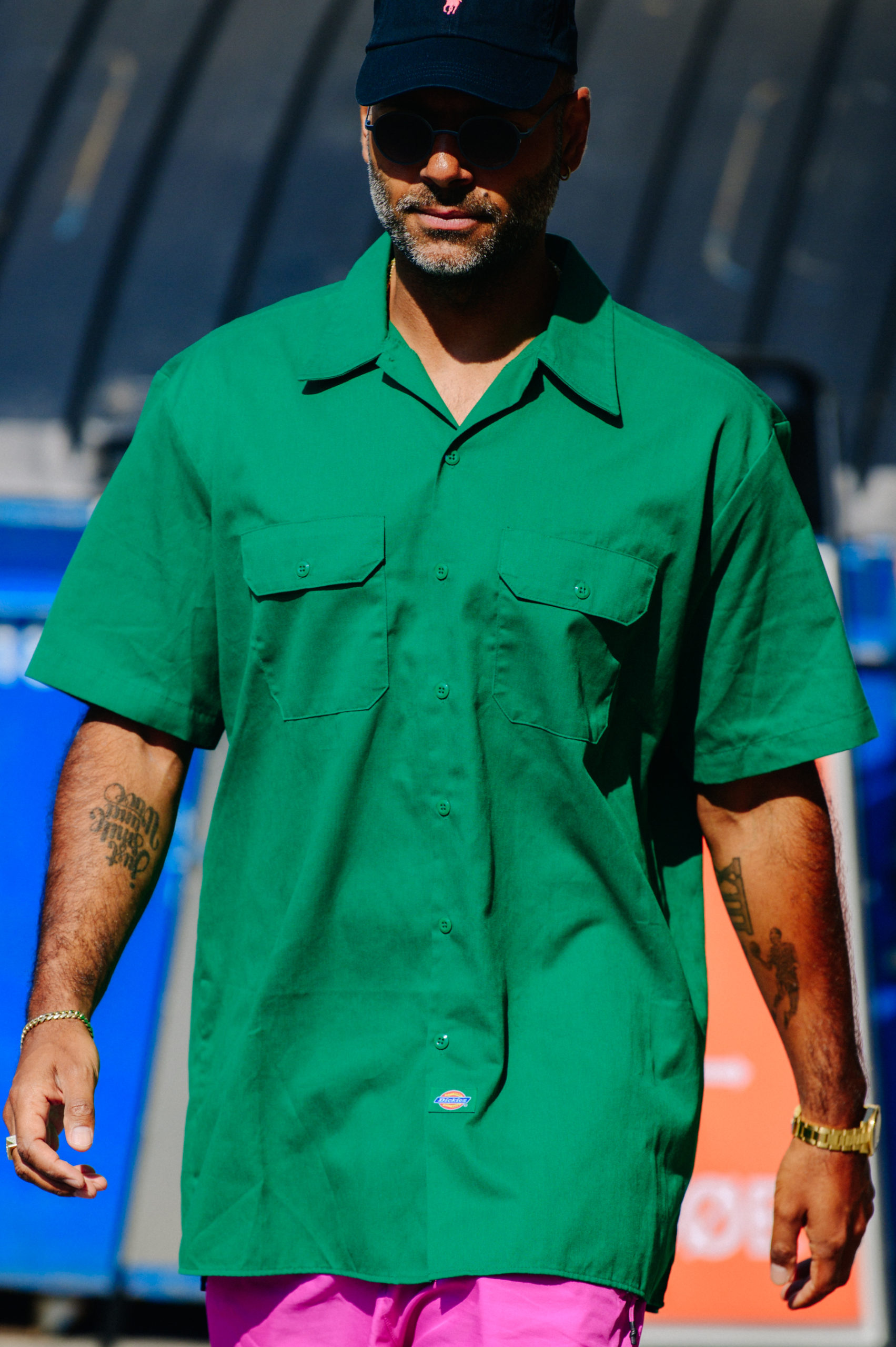 Man wearing Dickies shirt