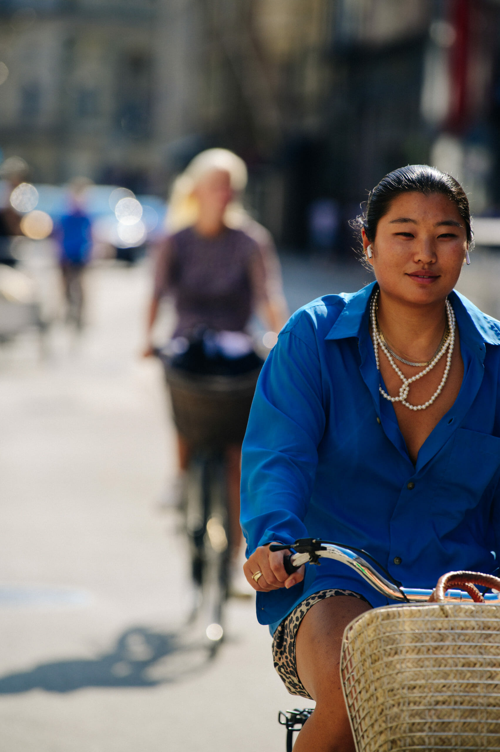 Woman wearing blue shirt