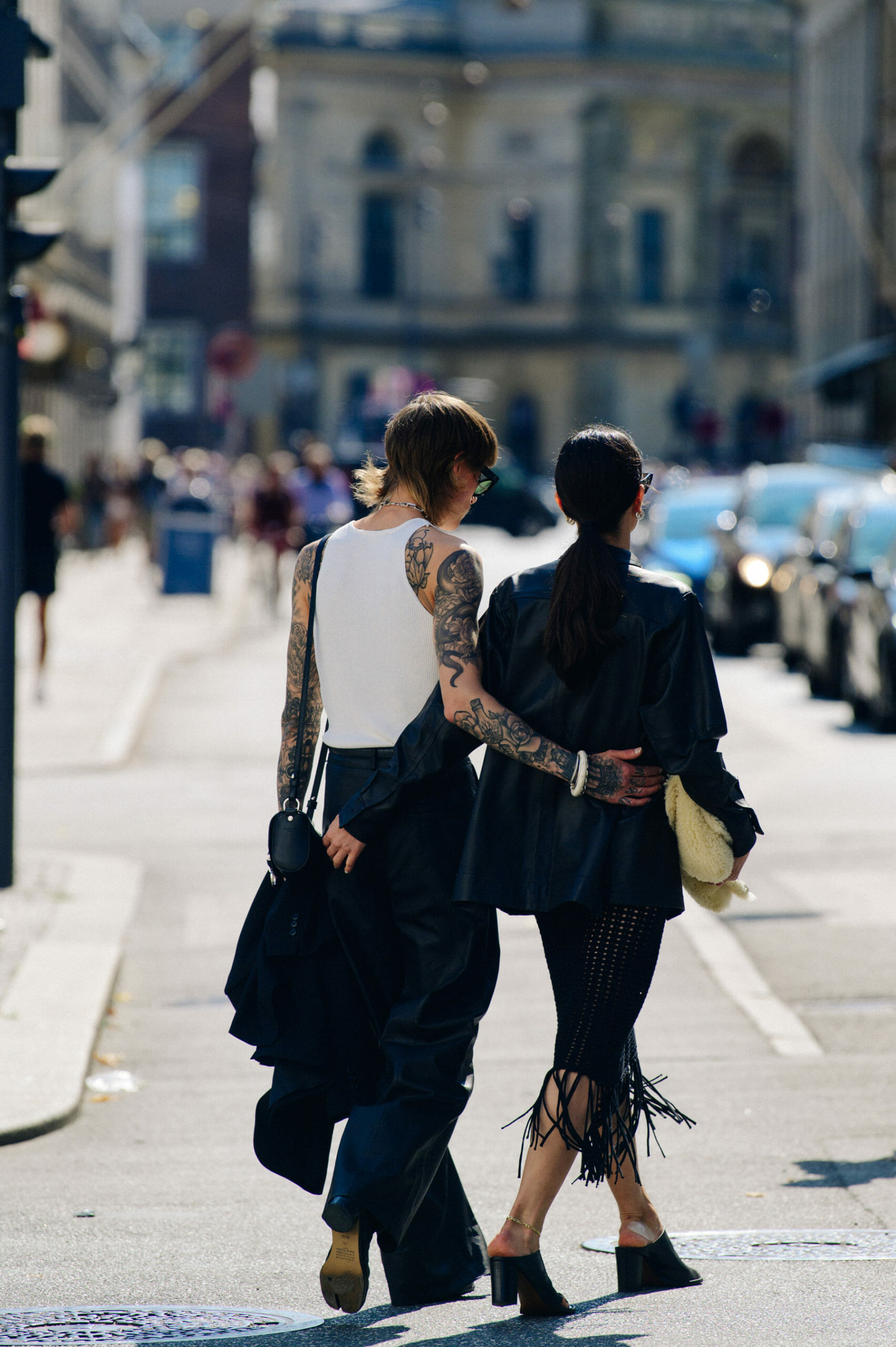 Couple wearing black and white