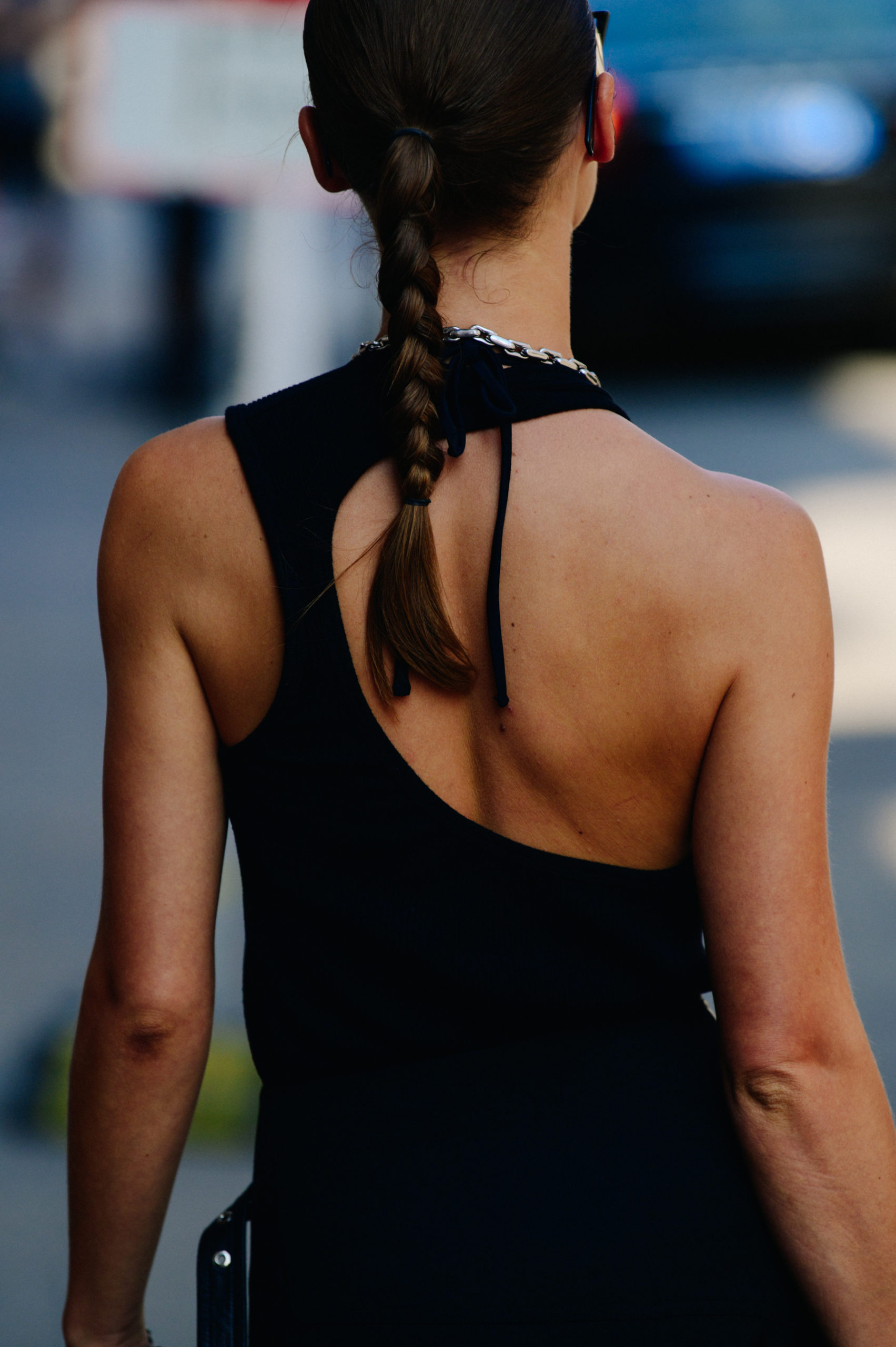 Woman wearing black vest