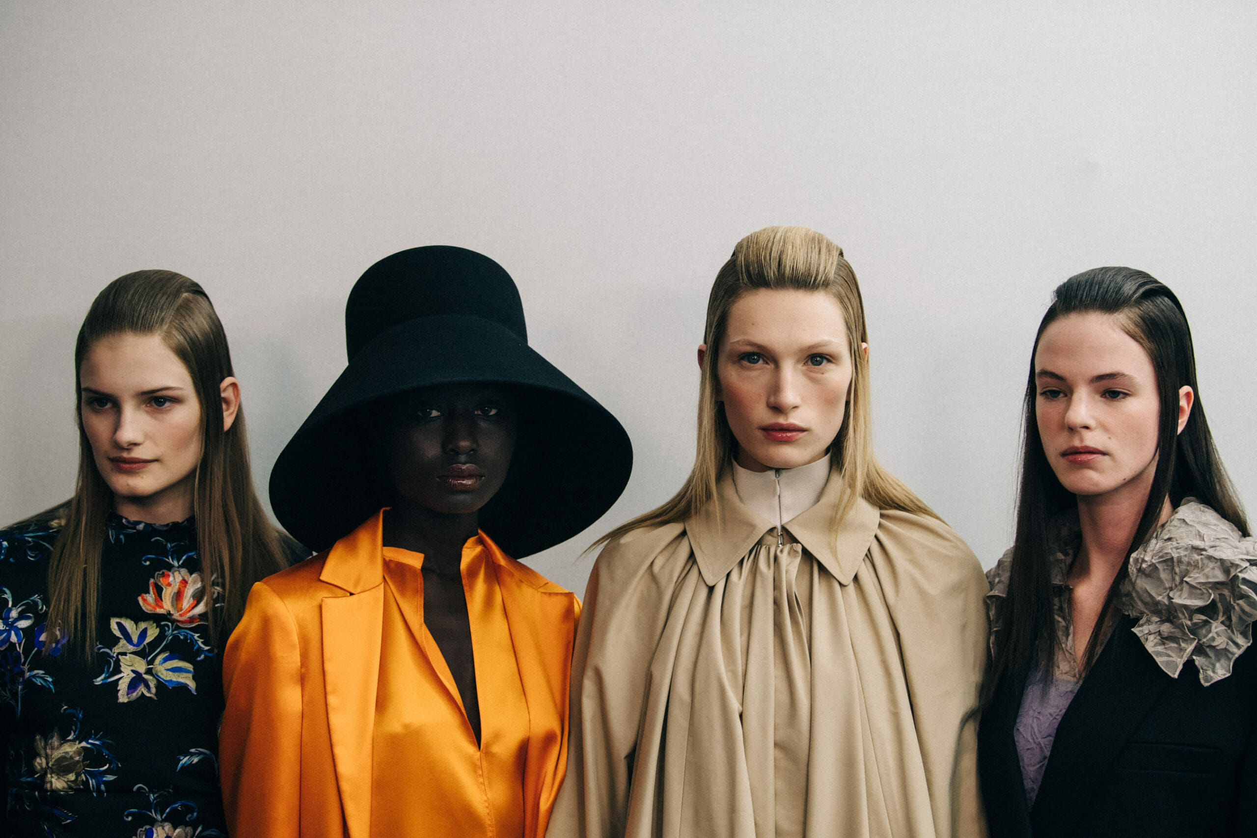 Model wearing large hat at Nina Ricci