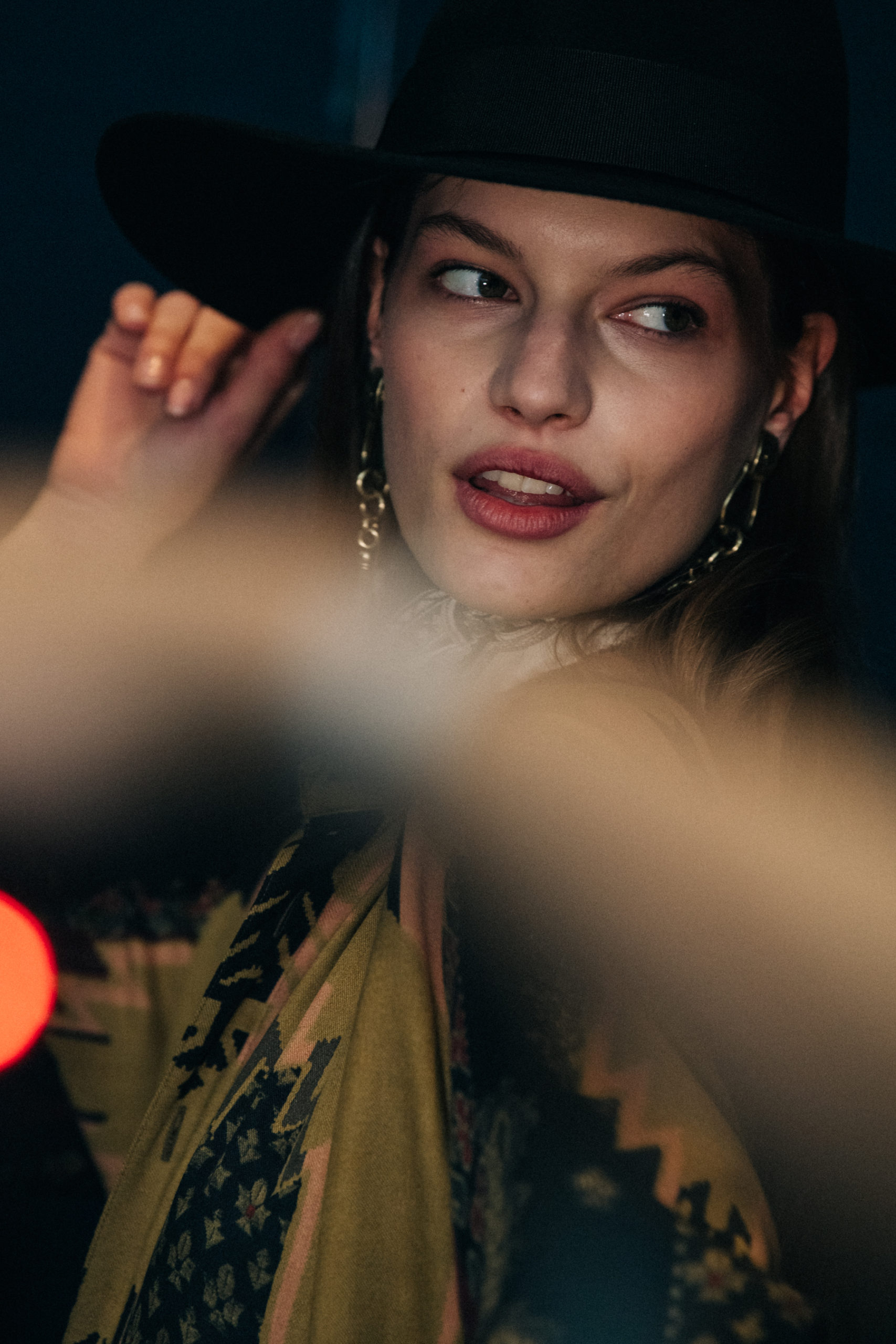 Model wearing dark pattern at Etro