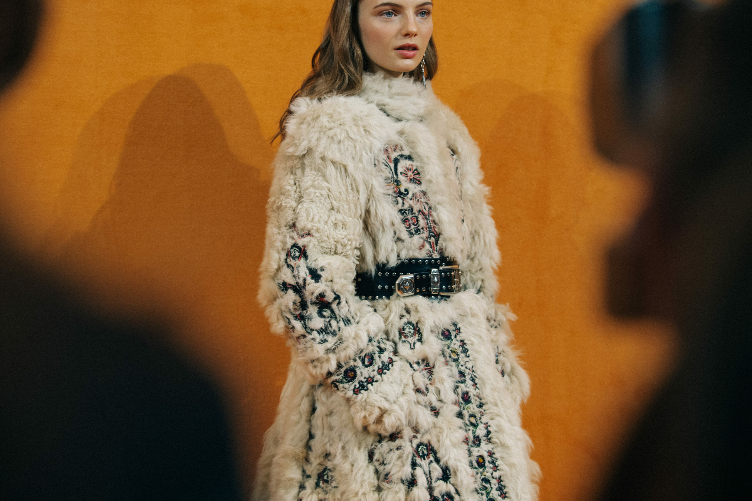 Model wearing light colour at Etro