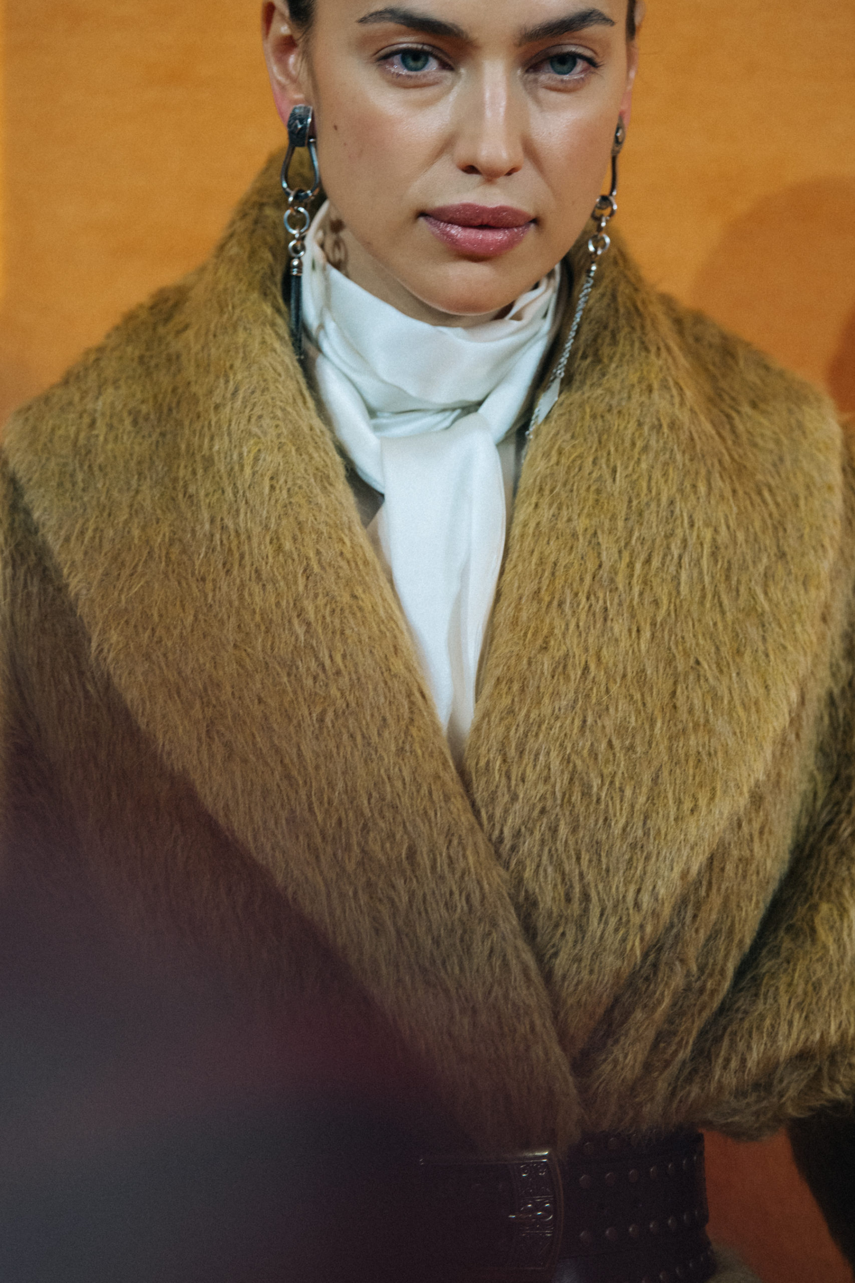 Model wearing fur at Etro