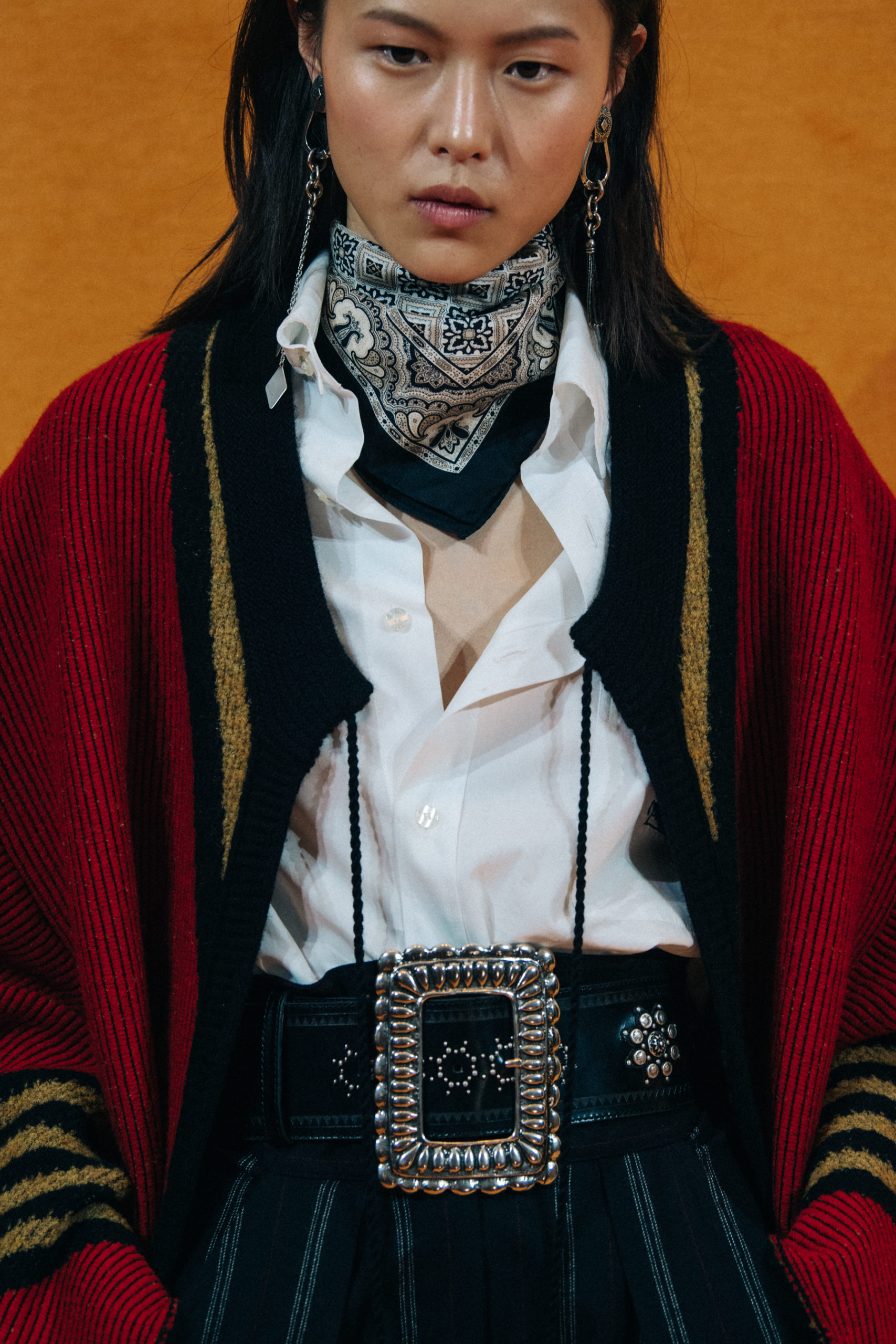 Model wearing red at Etro
