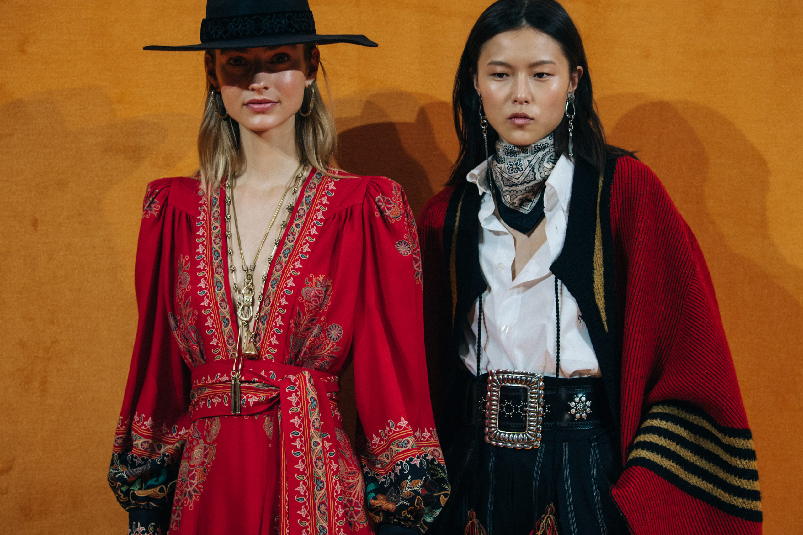 Model wearing red at Etro