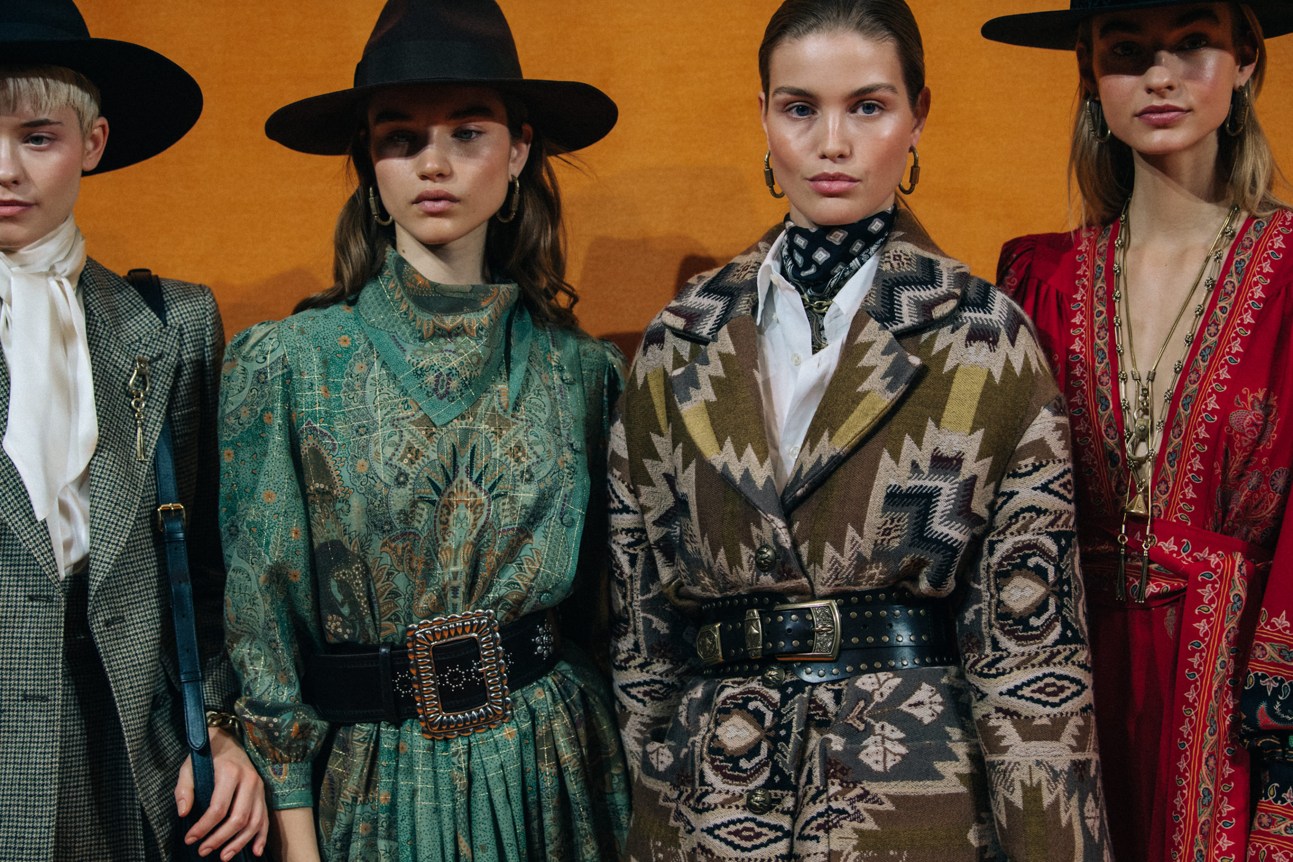 Model wearing brown at Etro