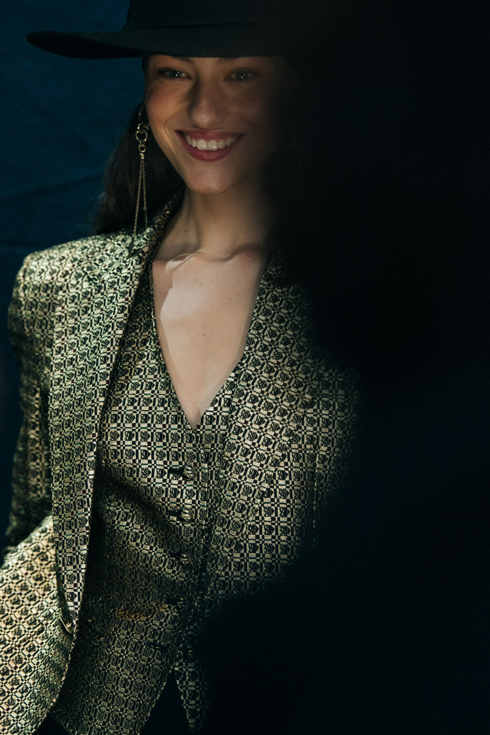 Model wearing pattern at Etro