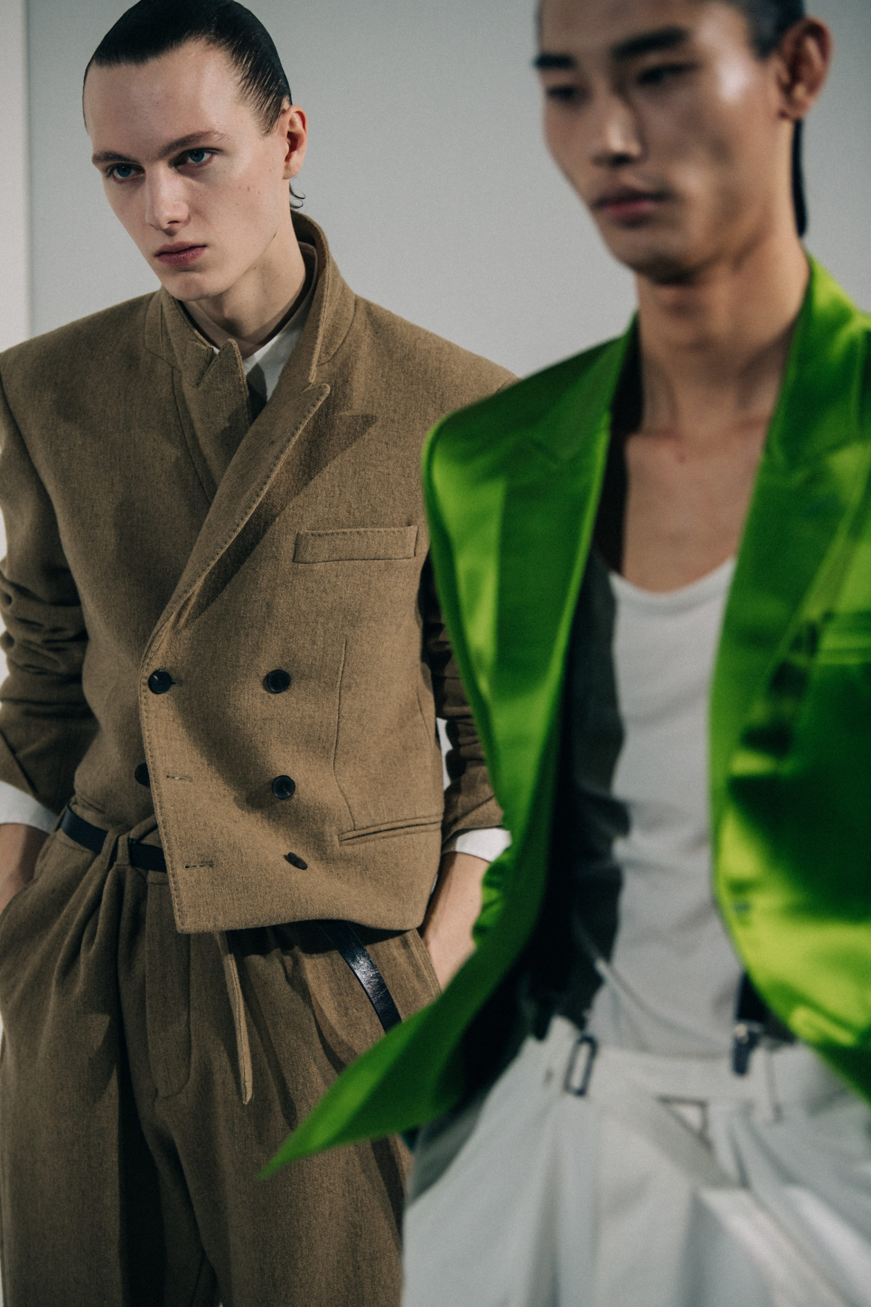 Model wearing green at Haider Ackermann