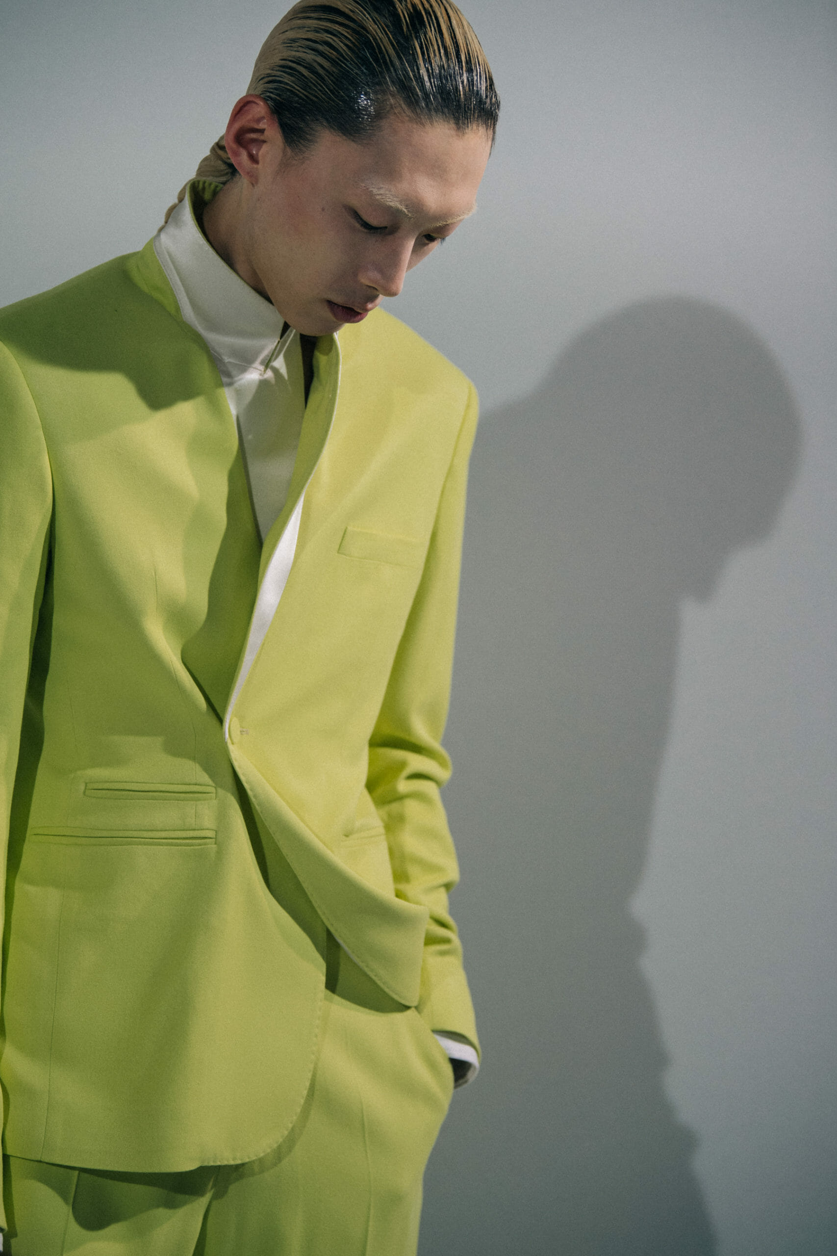 Model wearing green at Haider Ackermann