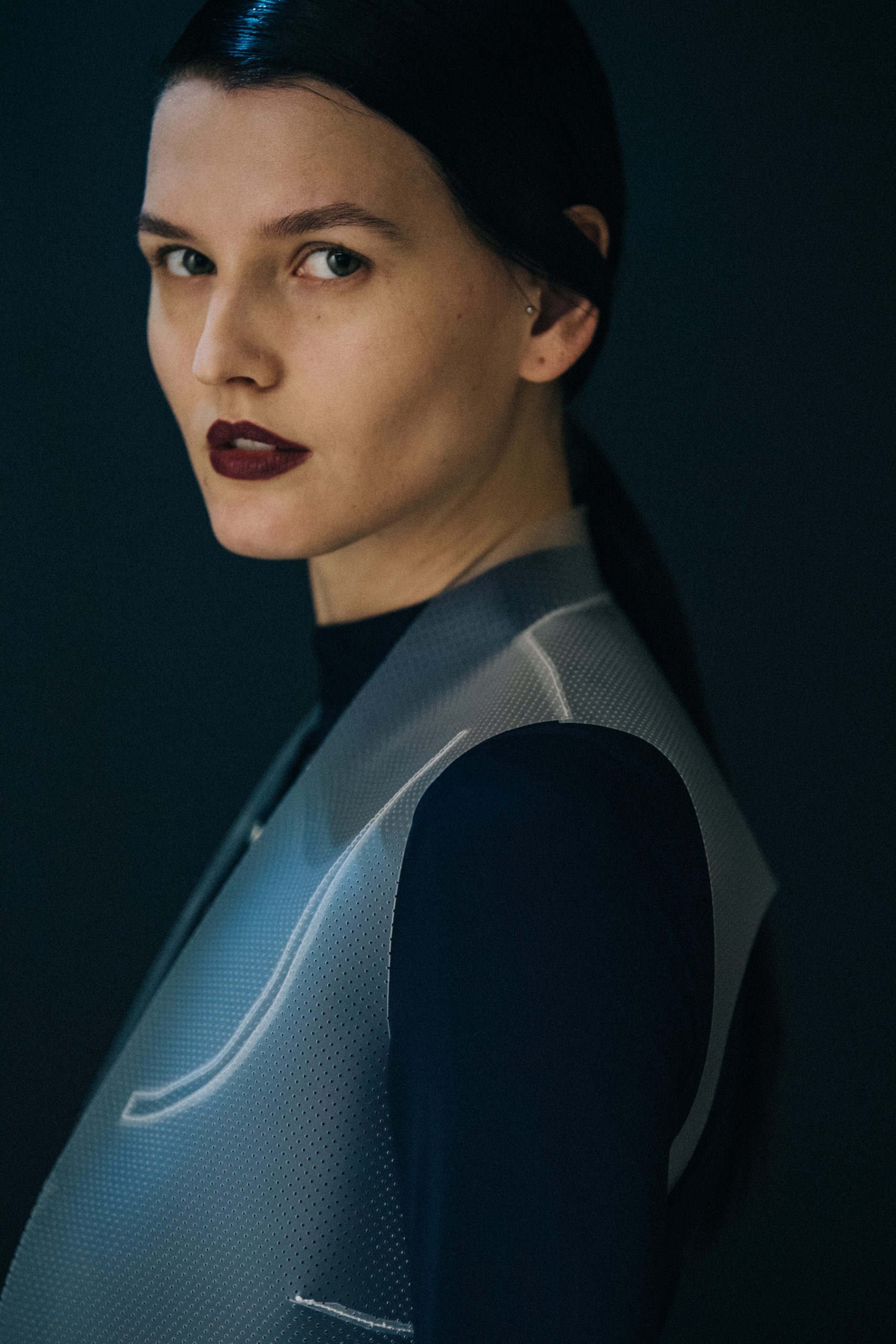 Model wearing Coperni waistcoat