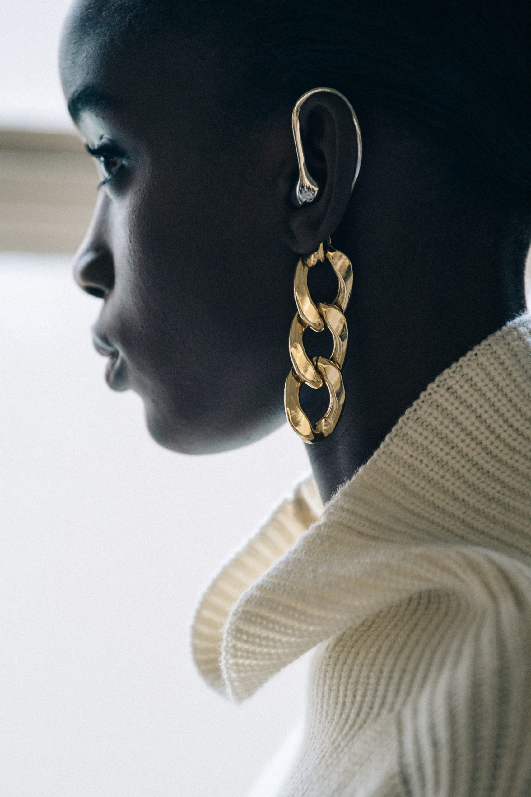 Model wearing white at Sacai