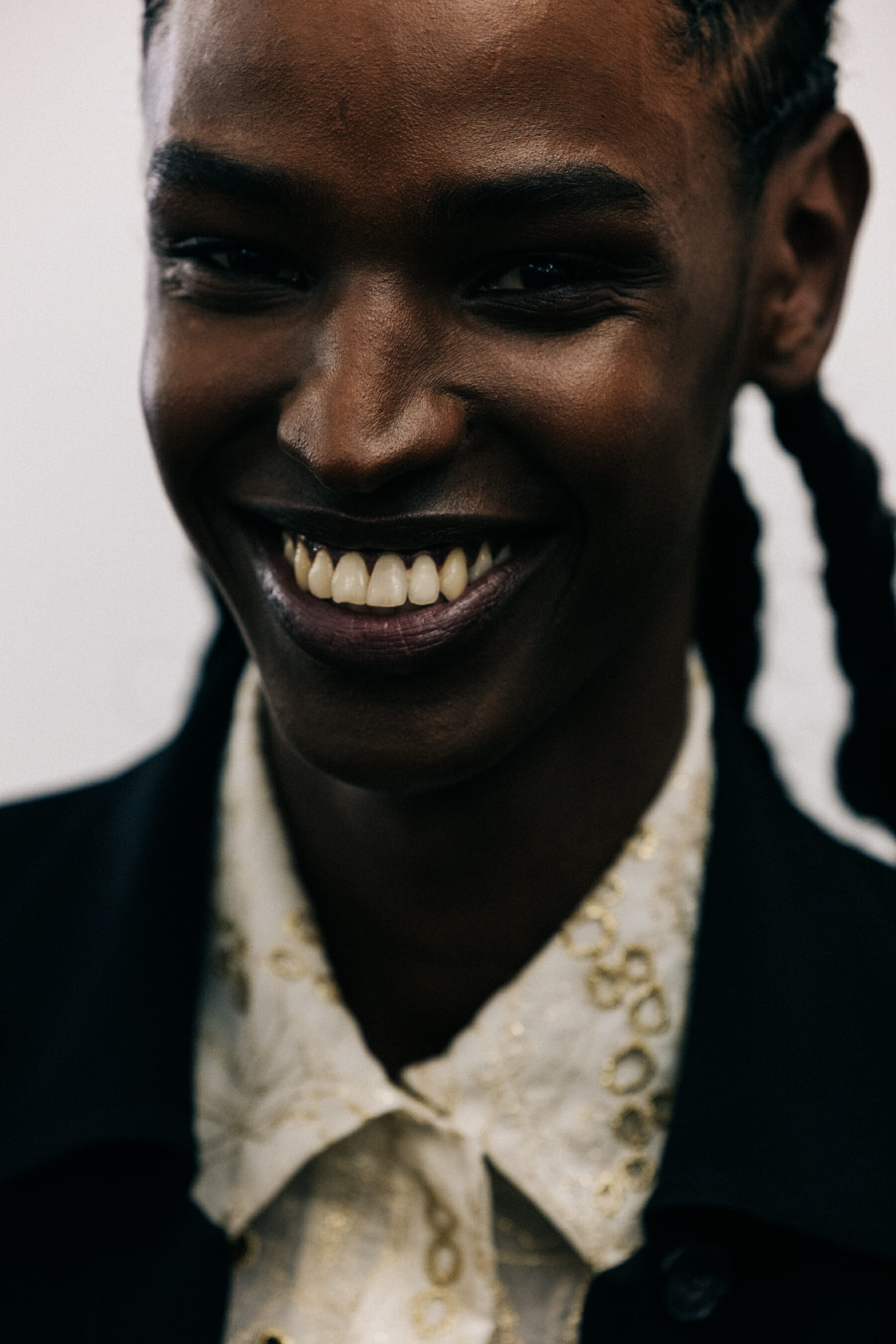 Model smiling before show