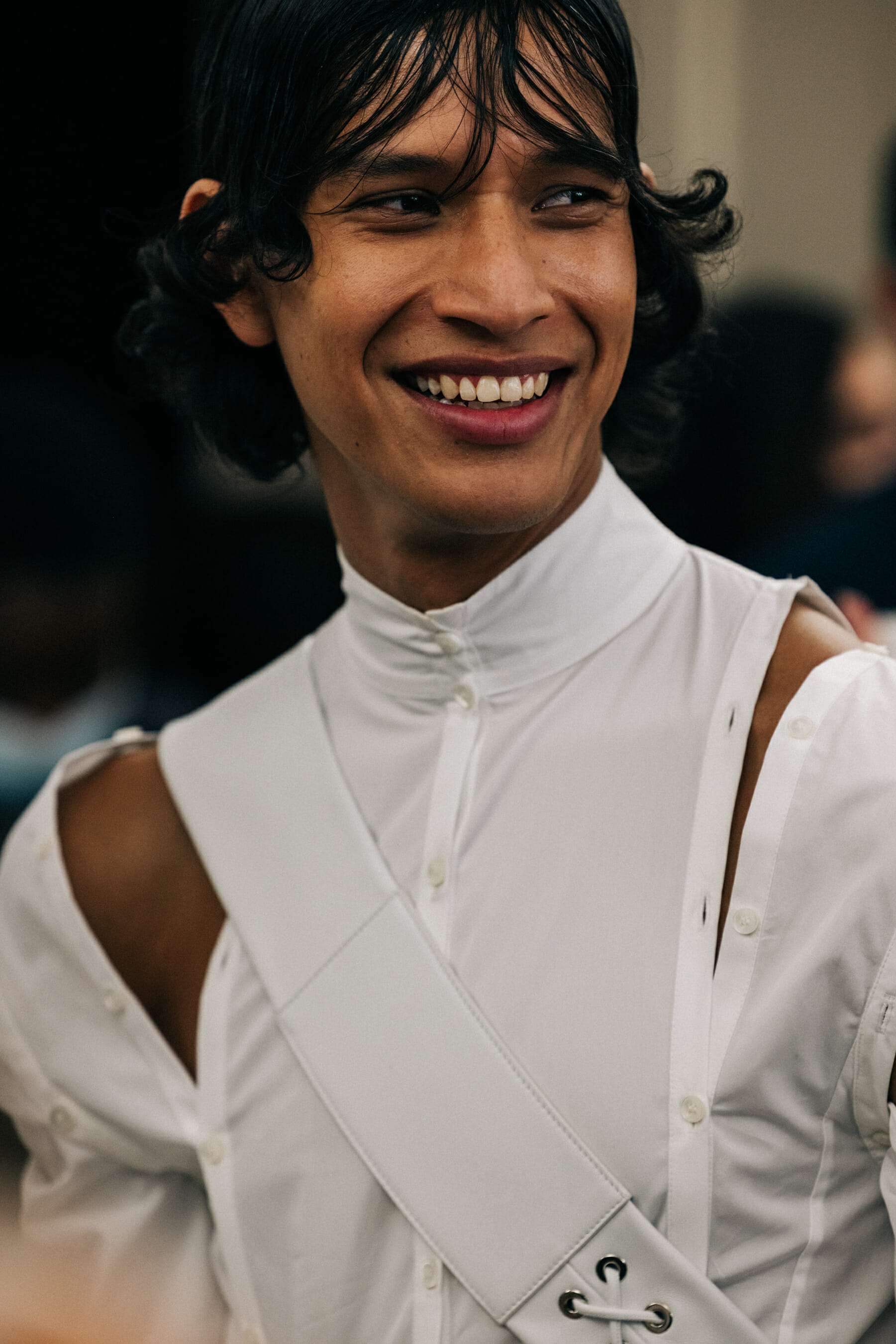 Male model laughing