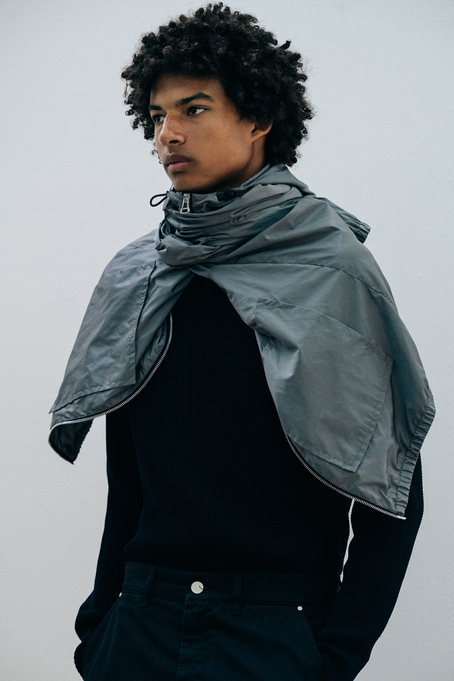Male model wearing black