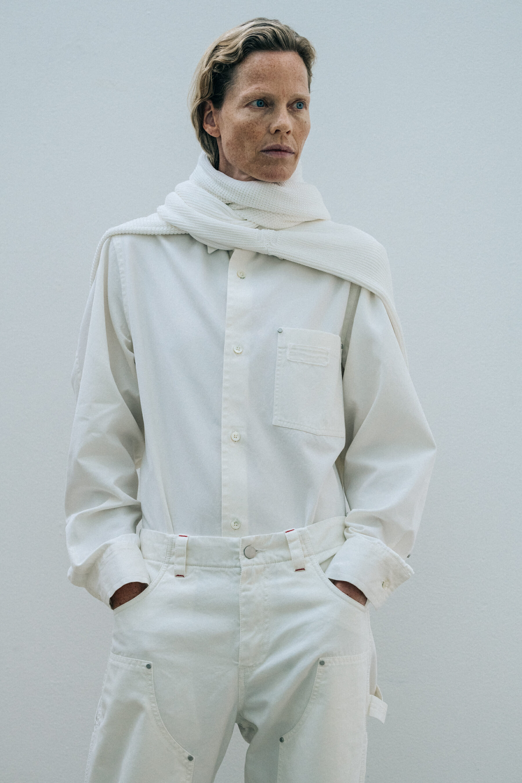 Marianne Flataukan Schrøder wearing white