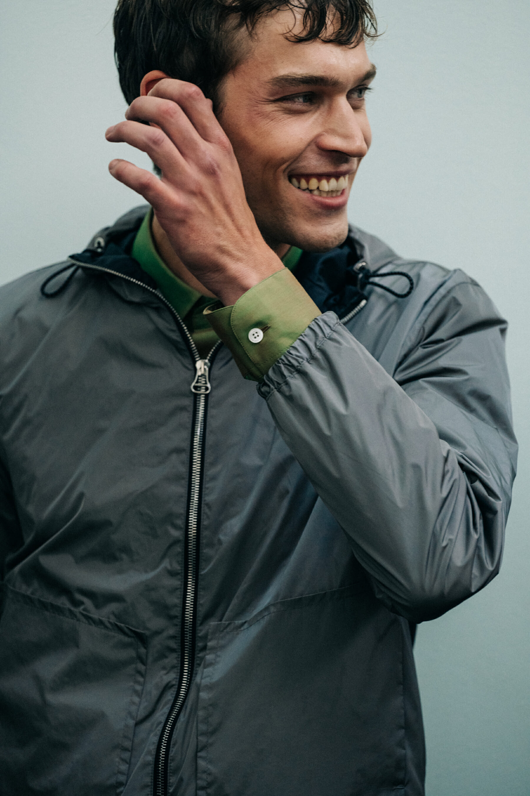 Male model wearing green