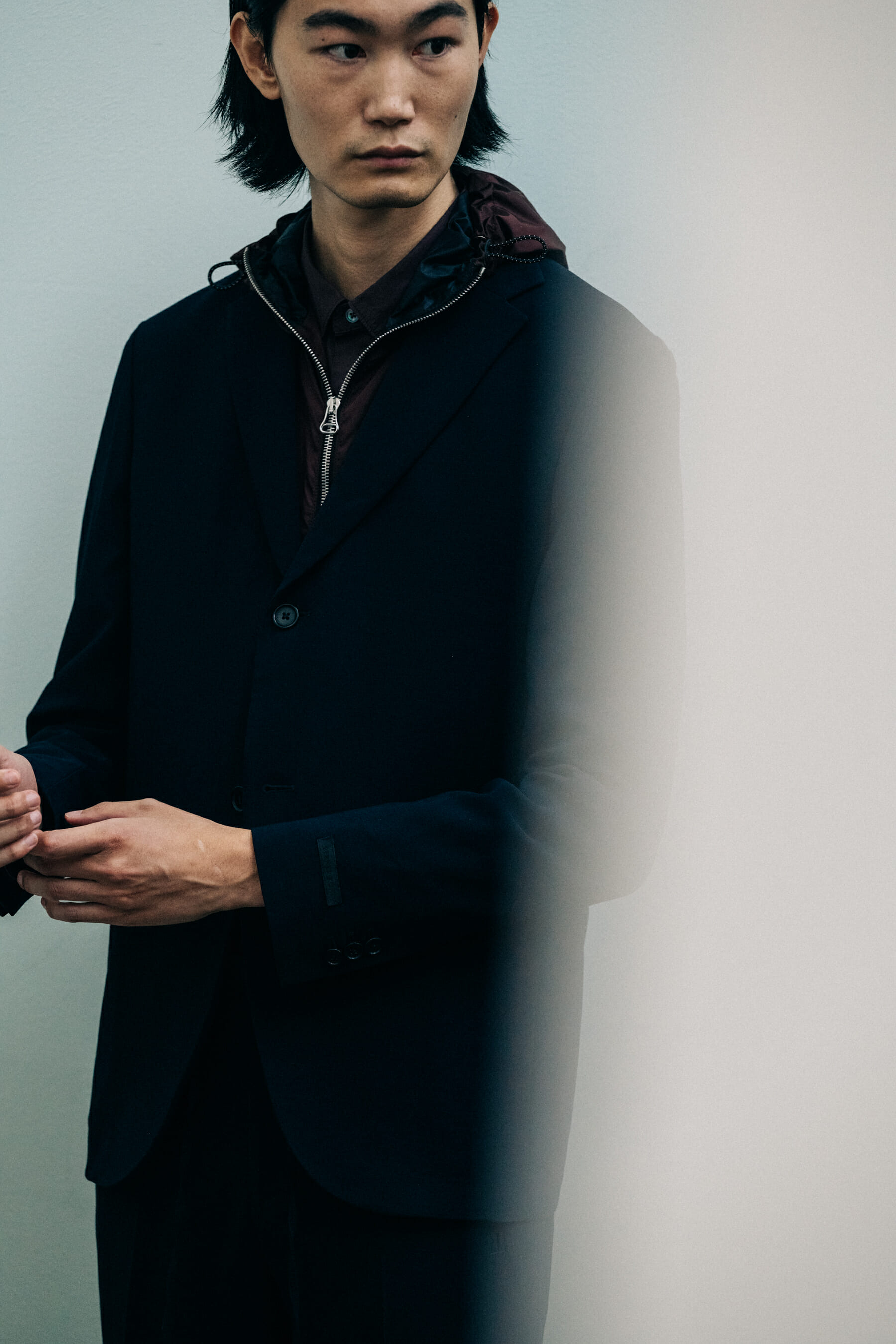 Male model wearing black