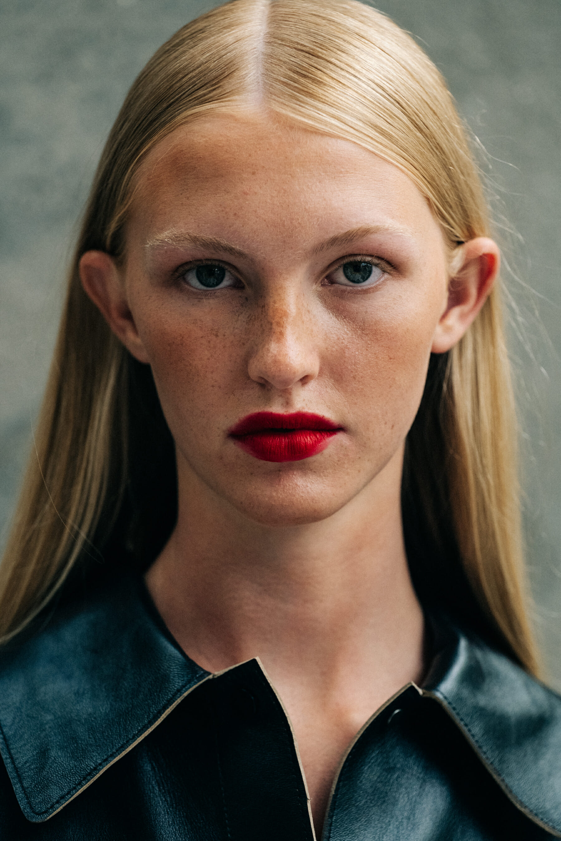 Model backstage wearing black